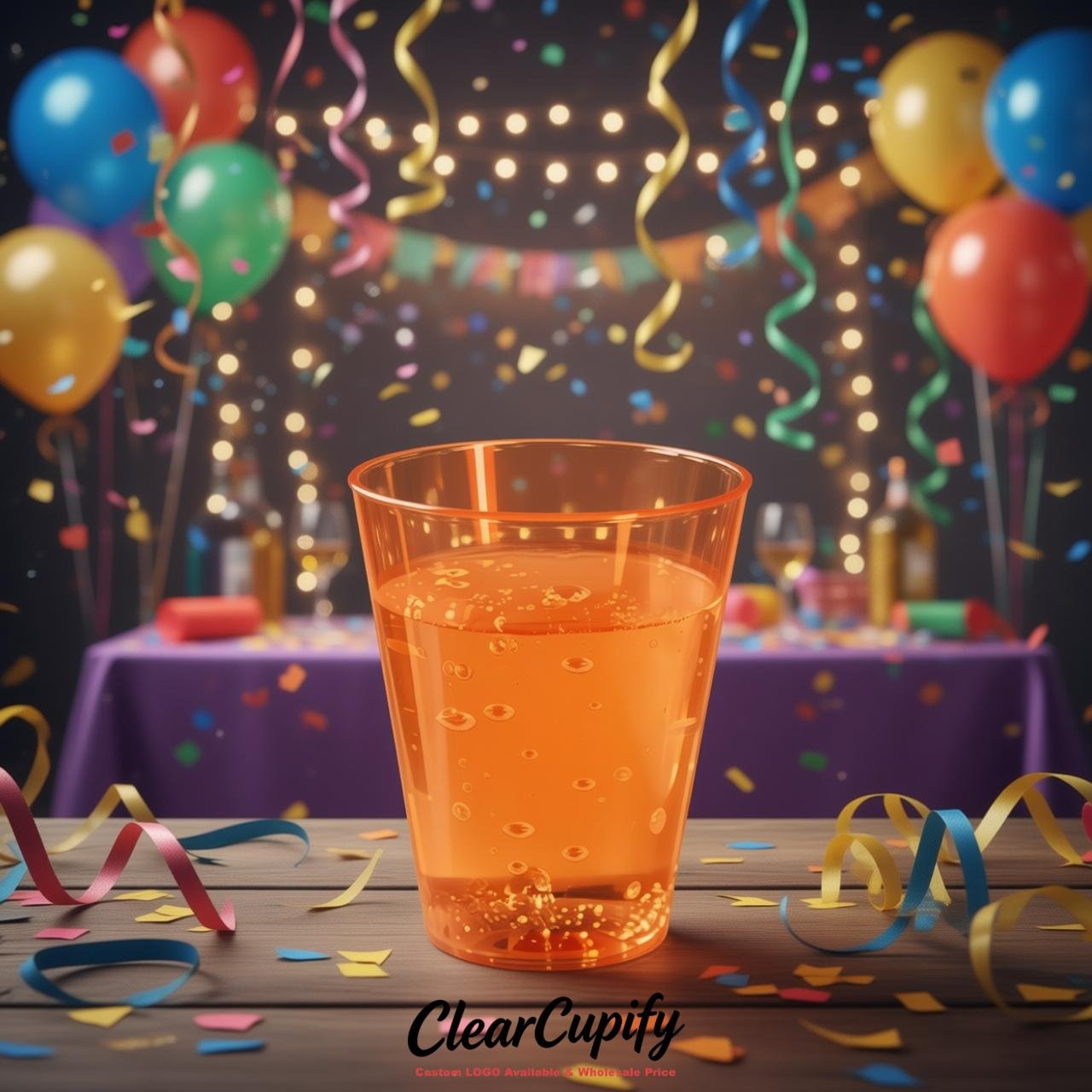 Tangerine Clear Plastic Shot Glasses - 1.5oz & 2oz (45ml & 60ml)