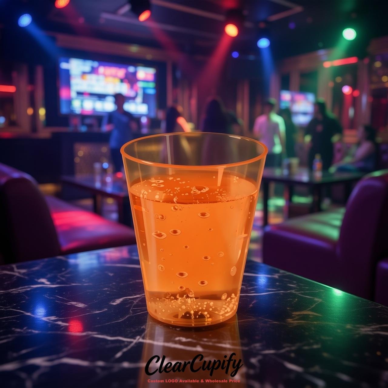 Tangerine Clear Plastic Shot Glasses - 1.5oz & 2oz (45ml & 60ml)
