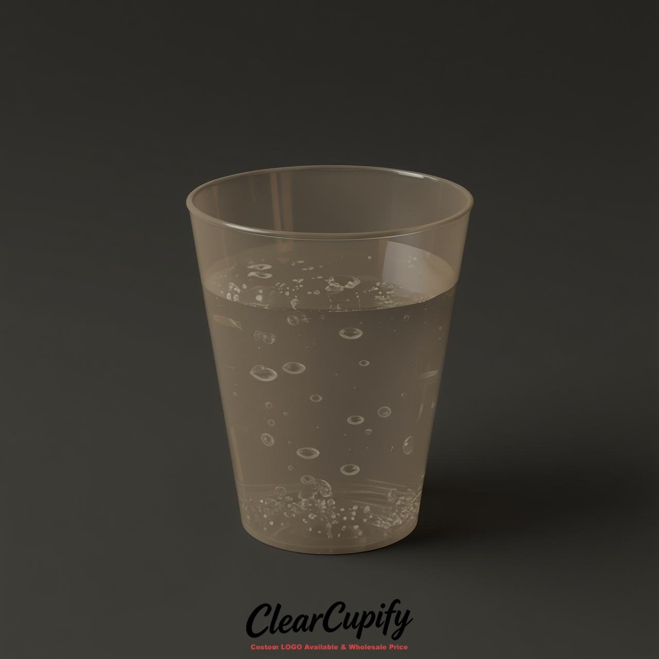 Taupe Clear Plastic Shot Glasses - 1.5oz & 2oz (45ml & 60ml)
