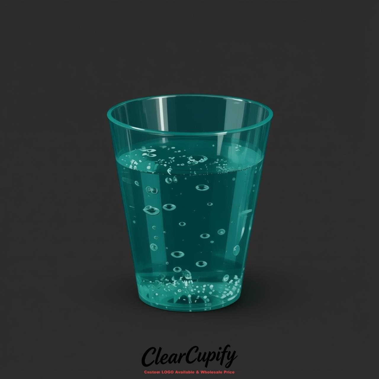 Teal Clear Plastic Shot Glasses - 1.5oz & 2oz (45ml & 60ml)
