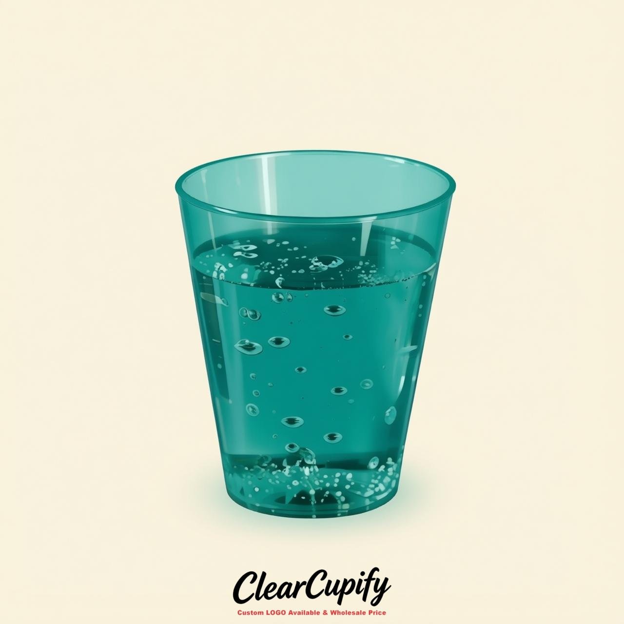 Teal Clear Plastic Shot Glasses - 1.5oz & 2oz (45ml & 60ml)