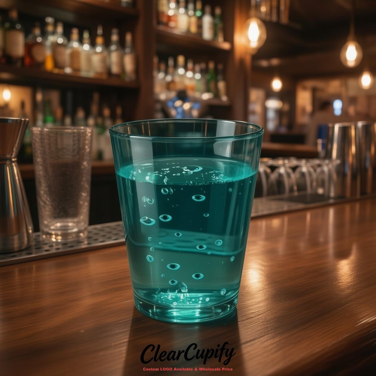 Teal Clear Plastic Shot Glasses - 1.5oz & 2oz (45ml & 60ml)