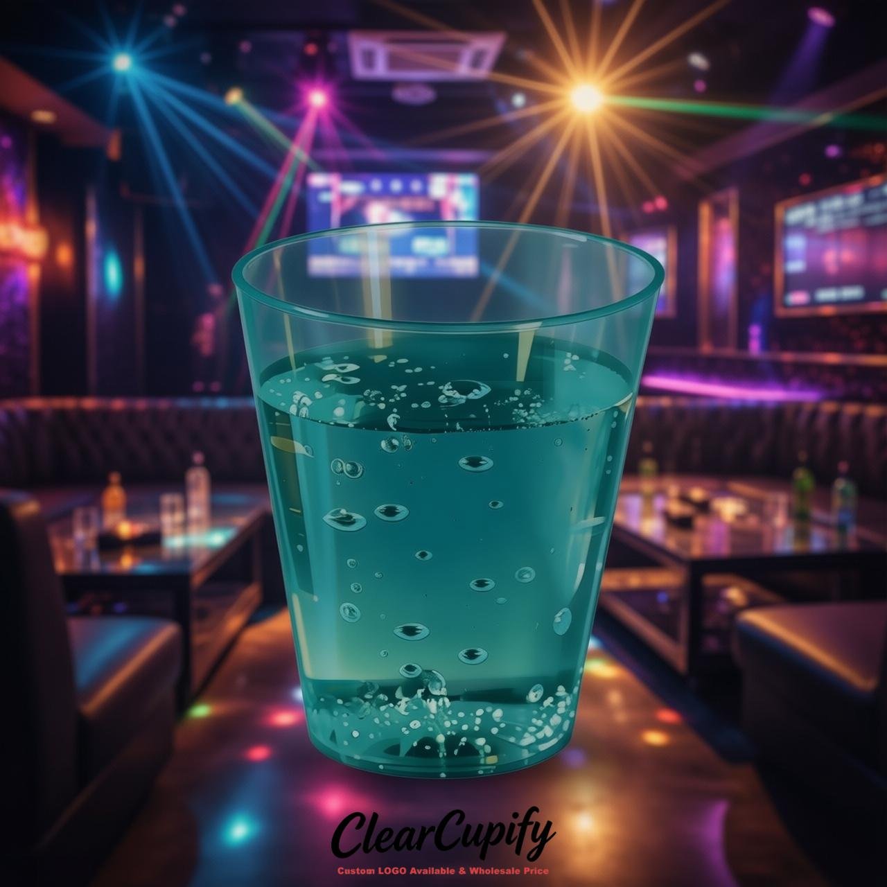 Teal Clear Plastic Shot Glasses - 1.5oz & 2oz (45ml & 60ml)
