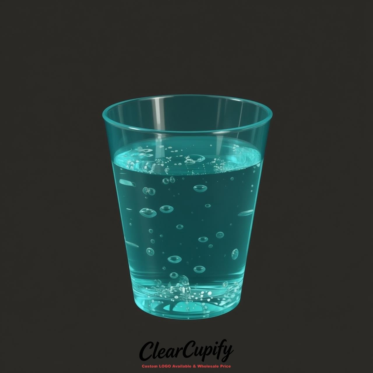Turquoise Clear Plastic Shot Glasses - 1.5oz & 2oz (45ml & 60ml)