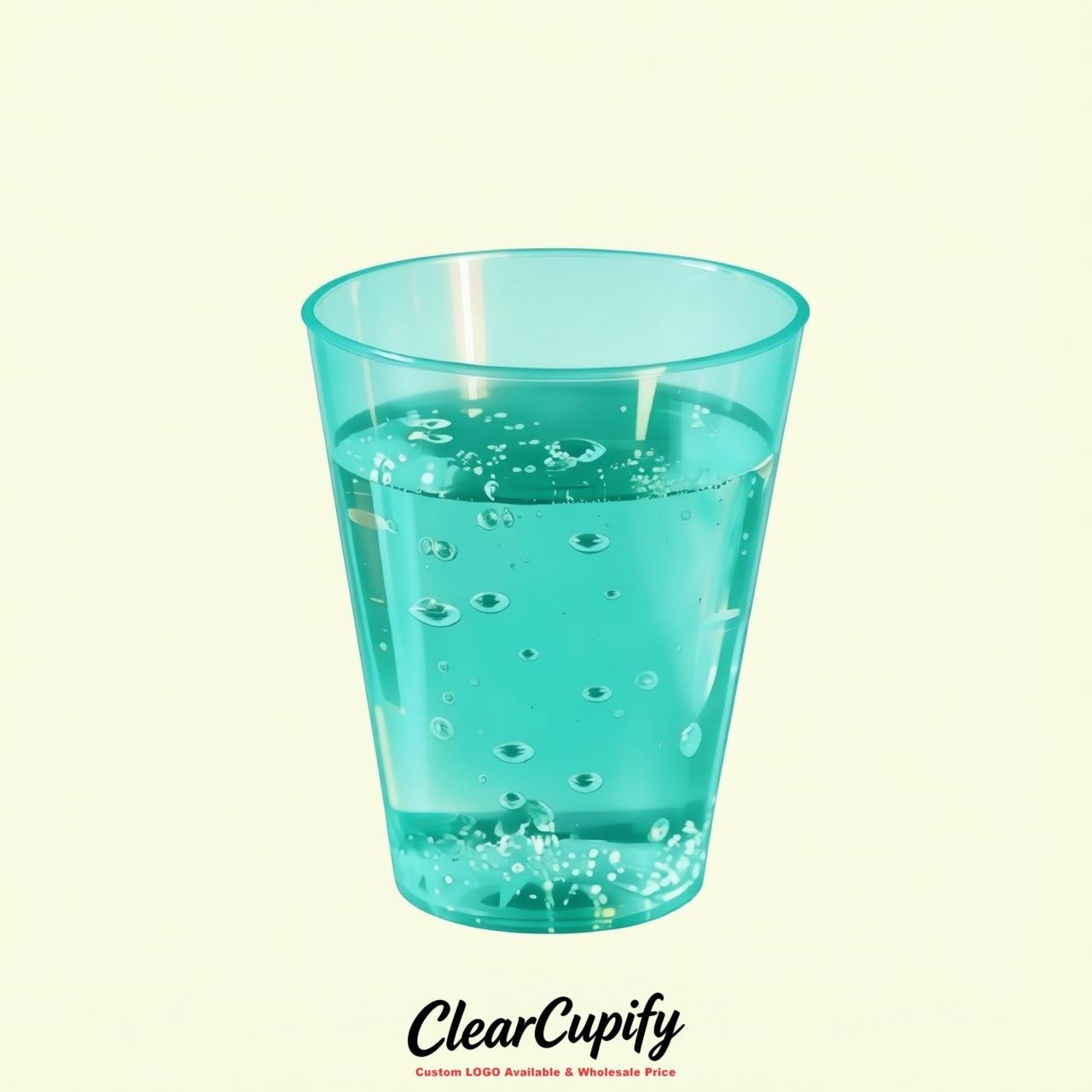 Turquoise Clear Plastic Shot Glasses - 1.5oz & 2oz (45ml & 60ml)