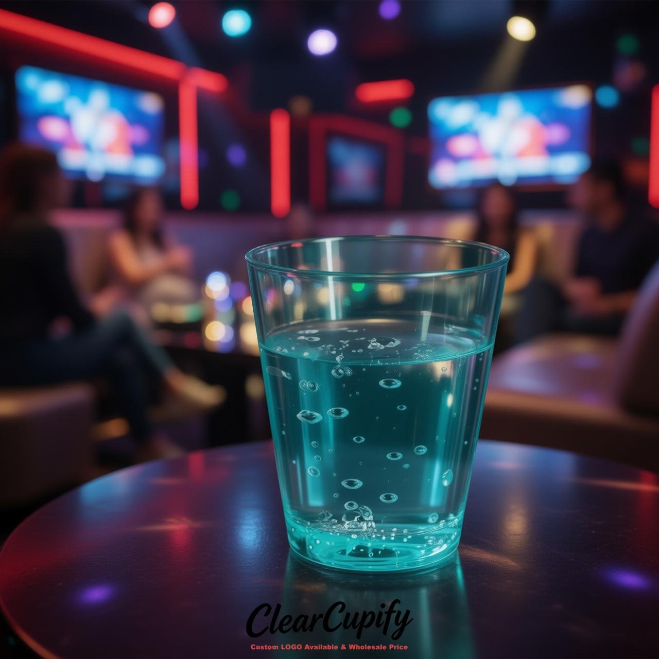 Turquoise Clear Plastic Shot Glasses - 1.5oz & 2oz (45ml & 60ml)