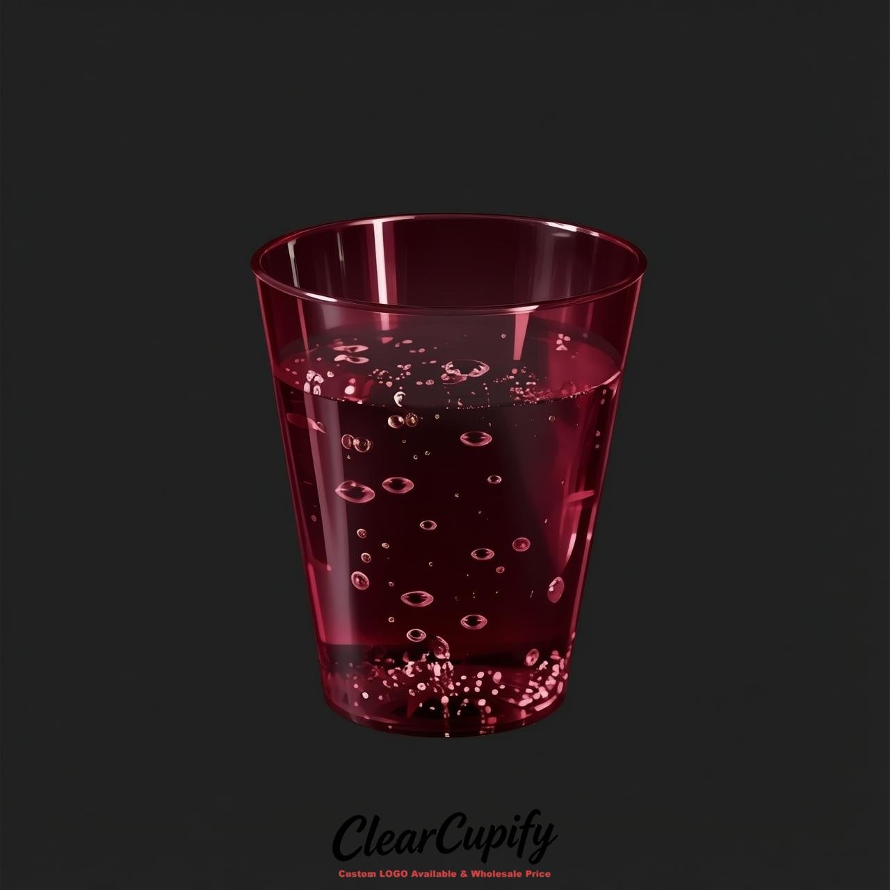Wine Red Clear Plastic Shot Glasses - 1.5oz & 2oz (45ml & 60ml)
