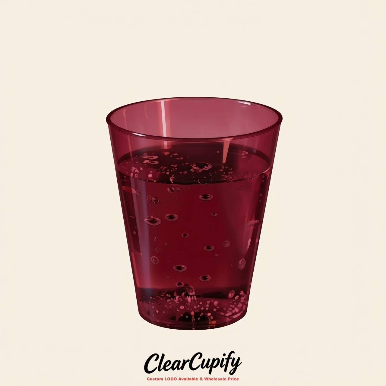 Wine Red Clear Plastic Shot Glasses - 1.5oz & 2oz (45ml & 60ml)