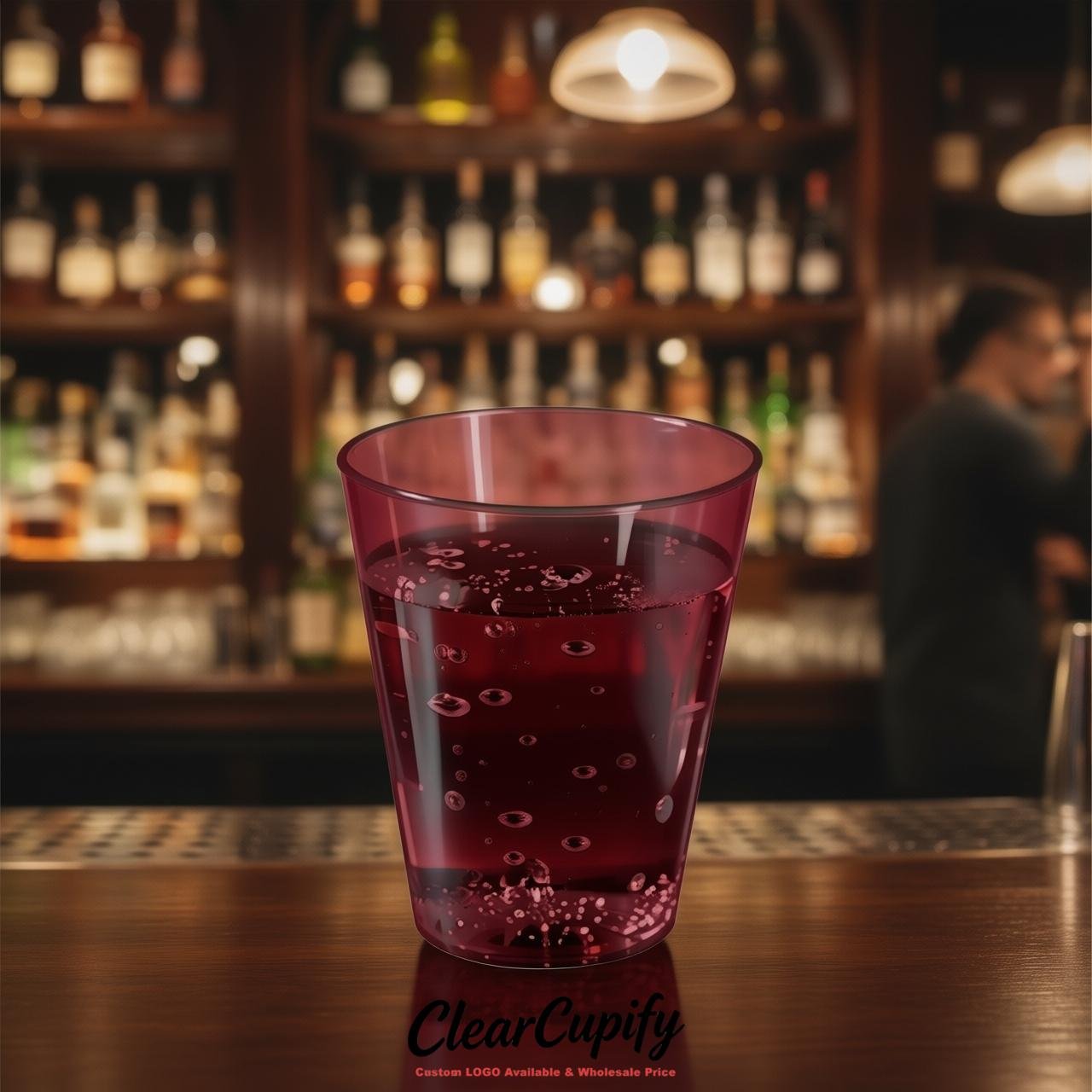 Wine Red Clear Plastic Shot Glasses - 1.5oz & 2oz (45ml & 60ml)