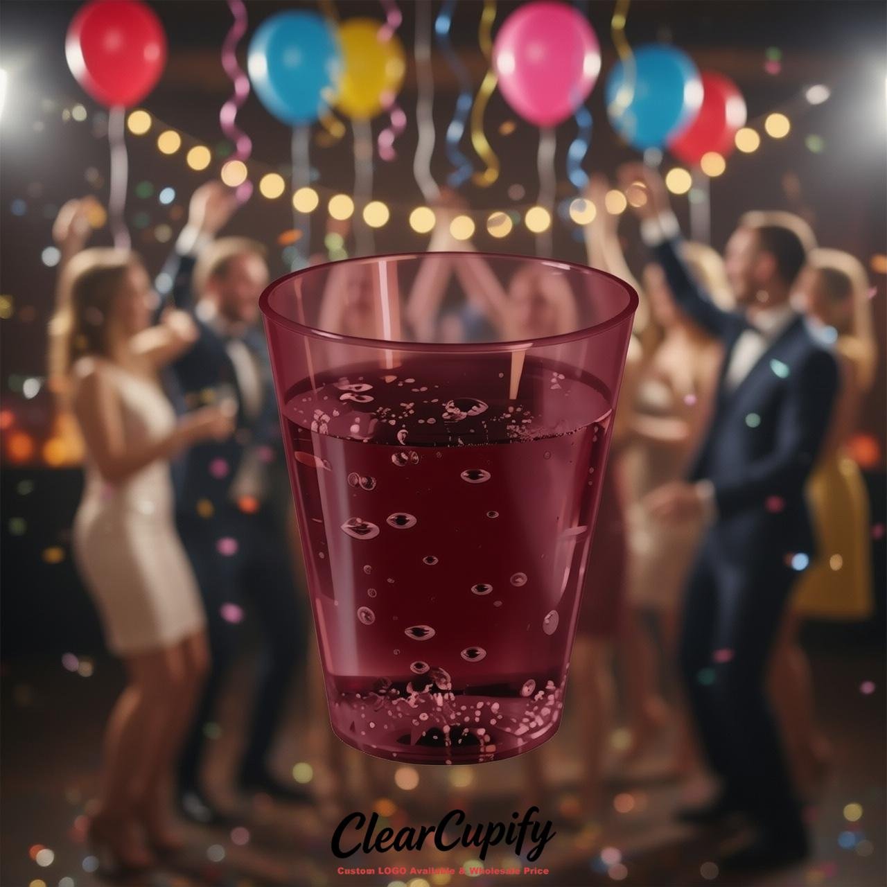 Wine Red Clear Plastic Shot Glasses - 1.5oz & 2oz (45ml & 60ml)