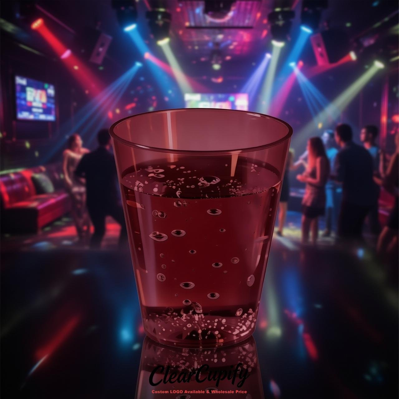 Wine Red Clear Plastic Shot Glasses - 1.5oz & 2oz (45ml & 60ml)