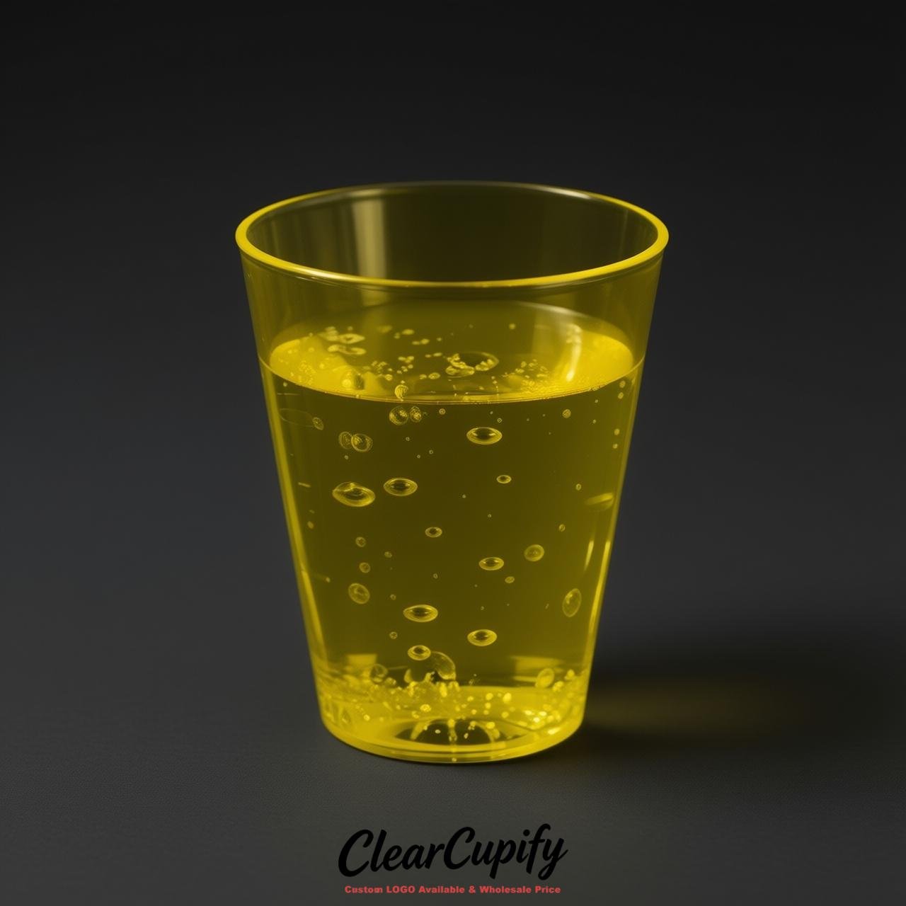 Yellow Clear Plastic Shot Glasses - 1.5oz & 2oz (45ml & 60ml)