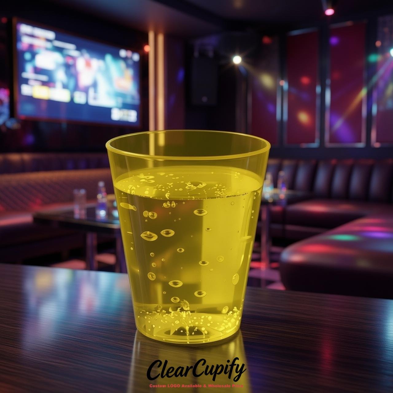 Yellow Clear Plastic Shot Glasses - 1.5oz & 2oz (45ml & 60ml) Yellow Clear Plastic Shot Glasses - 1.5oz & 2oz (45ml & 60ml)