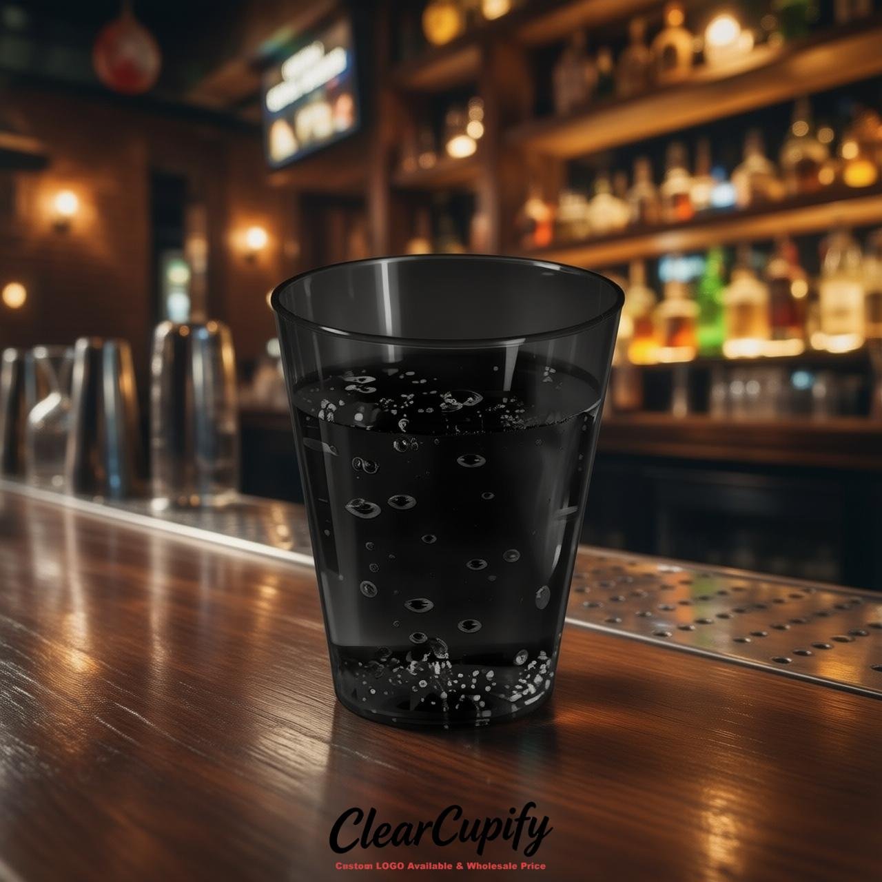 Black Clear Plastic Shot Glasses - 1.5oz & 2oz (45ml & 60ml)