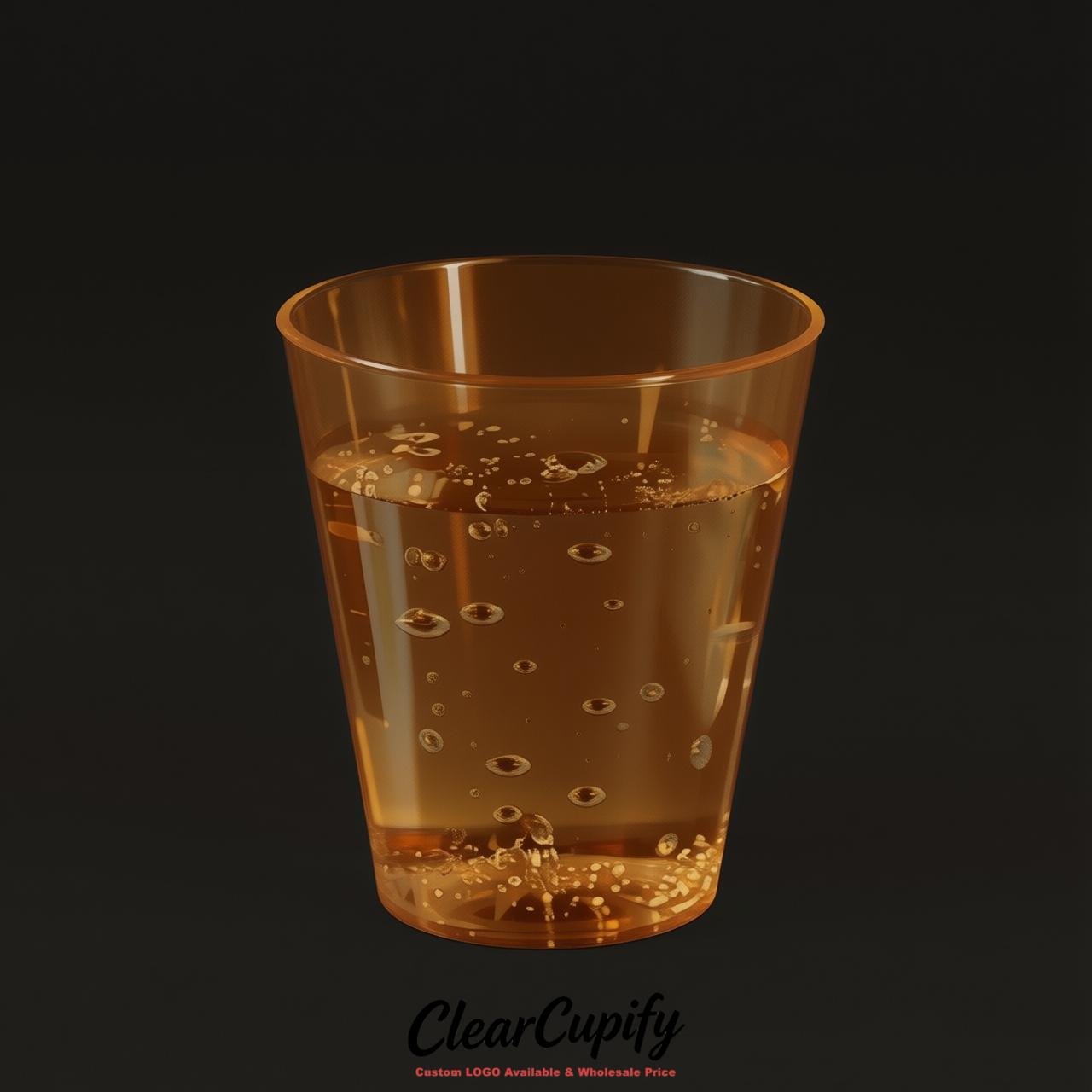 Caramel Clear Plastic Shot Glasses - 1.5oz & 2oz (45ml & 60ml)