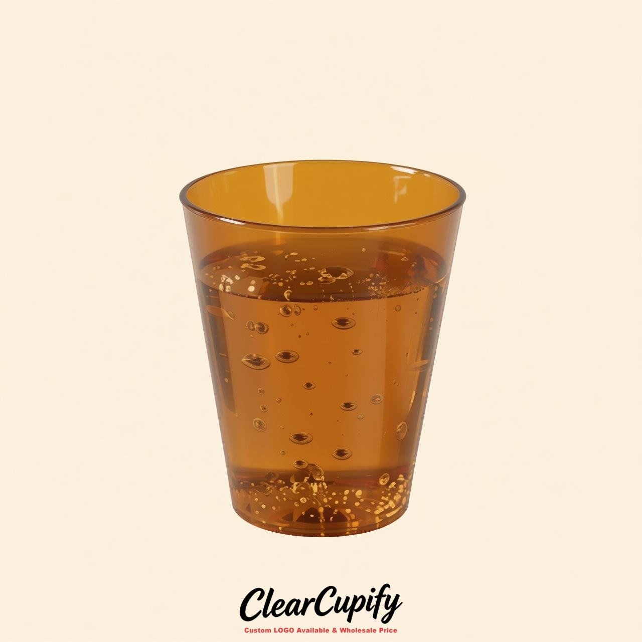 Caramel Clear Plastic Shot Glasses - 1.5oz & 2oz (45ml & 60ml)