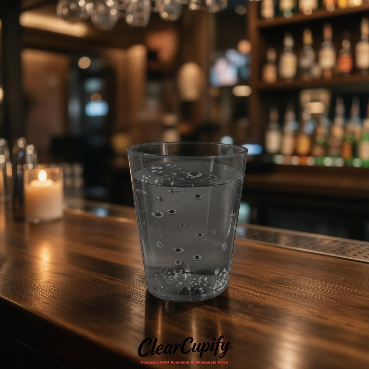 Charcoal Clear Plastic Shot Glasses - 1.5oz & 2oz (45ml & 60ml)
