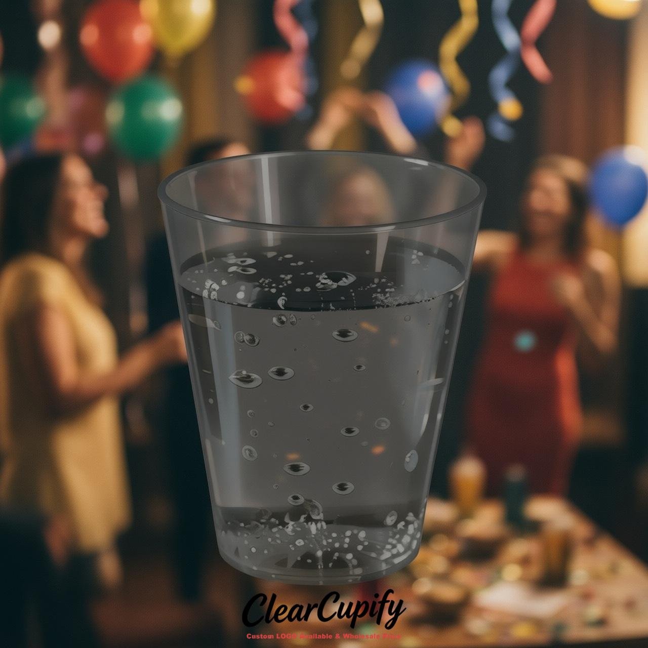 Charcoal Clear Plastic Shot Glasses - 1.5oz & 2oz (45ml & 60ml)
