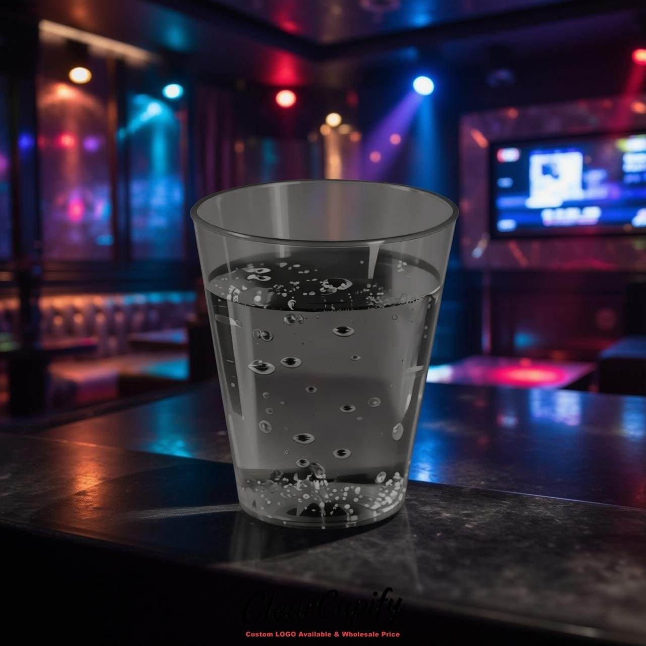 Charcoal Clear Plastic Shot Glasses - 1.5oz & 2oz (45ml & 60ml)