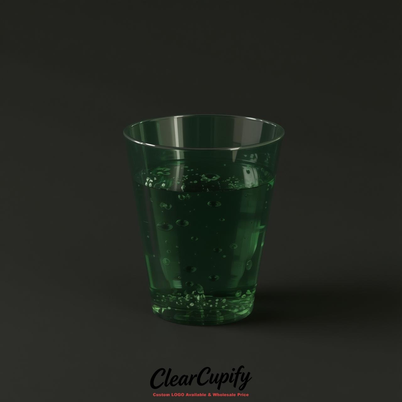 Dark Green Clear Plastic Shot Glasses - 1.5oz & 2oz (45ml & 60ml)