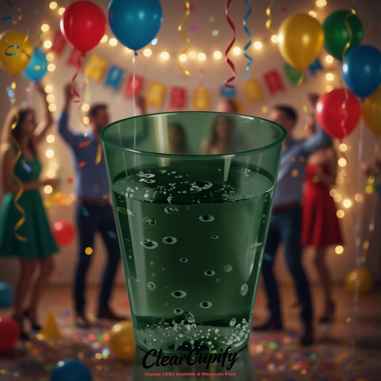 Dark Green Clear Plastic Shot Glasses - 1.5oz & 2oz (45ml & 60ml)