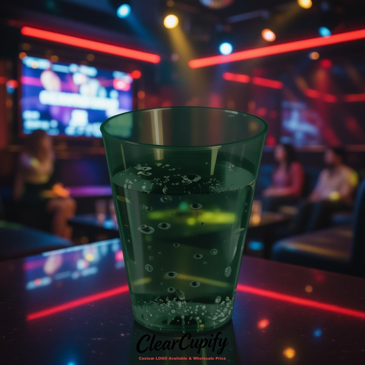 Dark Green Clear Plastic Shot Glasses - 1.5oz & 2oz (45ml & 60ml)