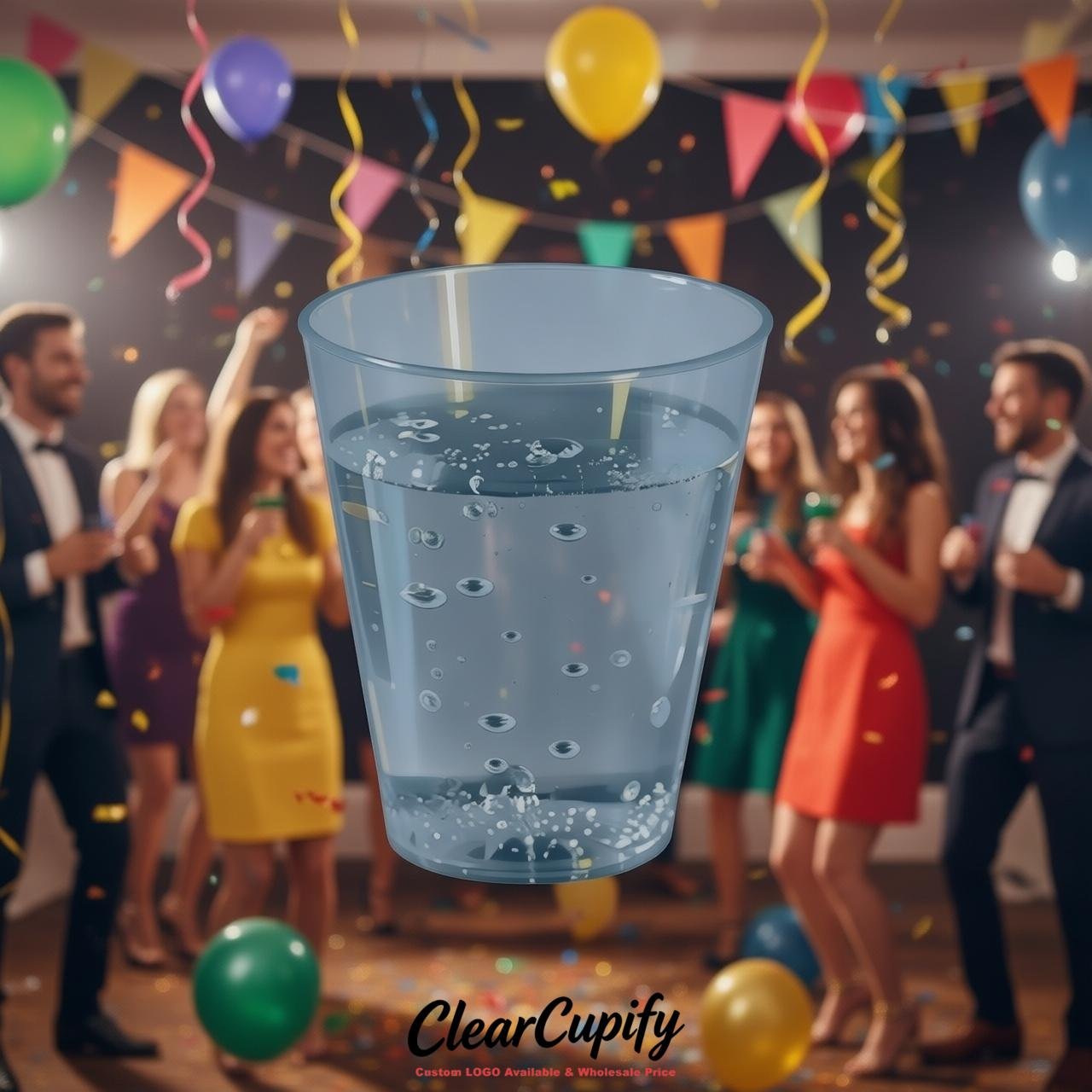 Dusty Blue Clear Plastic Shot Glasses - 1.5oz & 2oz (45ml & 60ml)