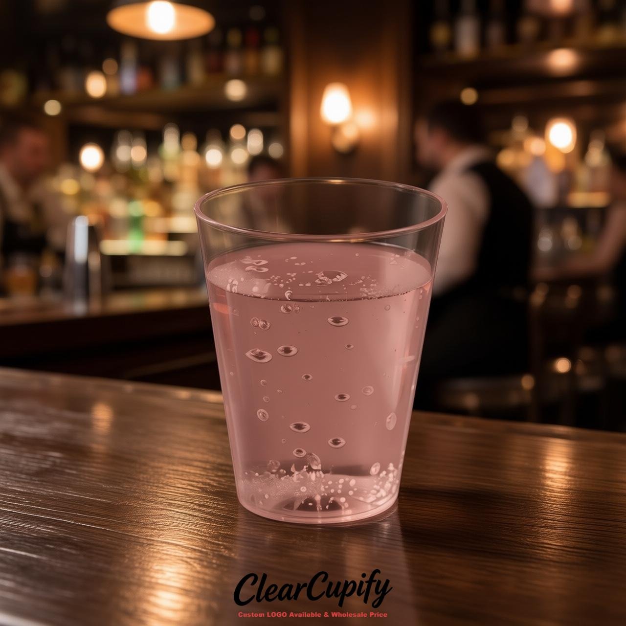 Dusty Pink Clear Plastic Shot Glasses - 1.5oz & 2oz (45ml & 60ml)