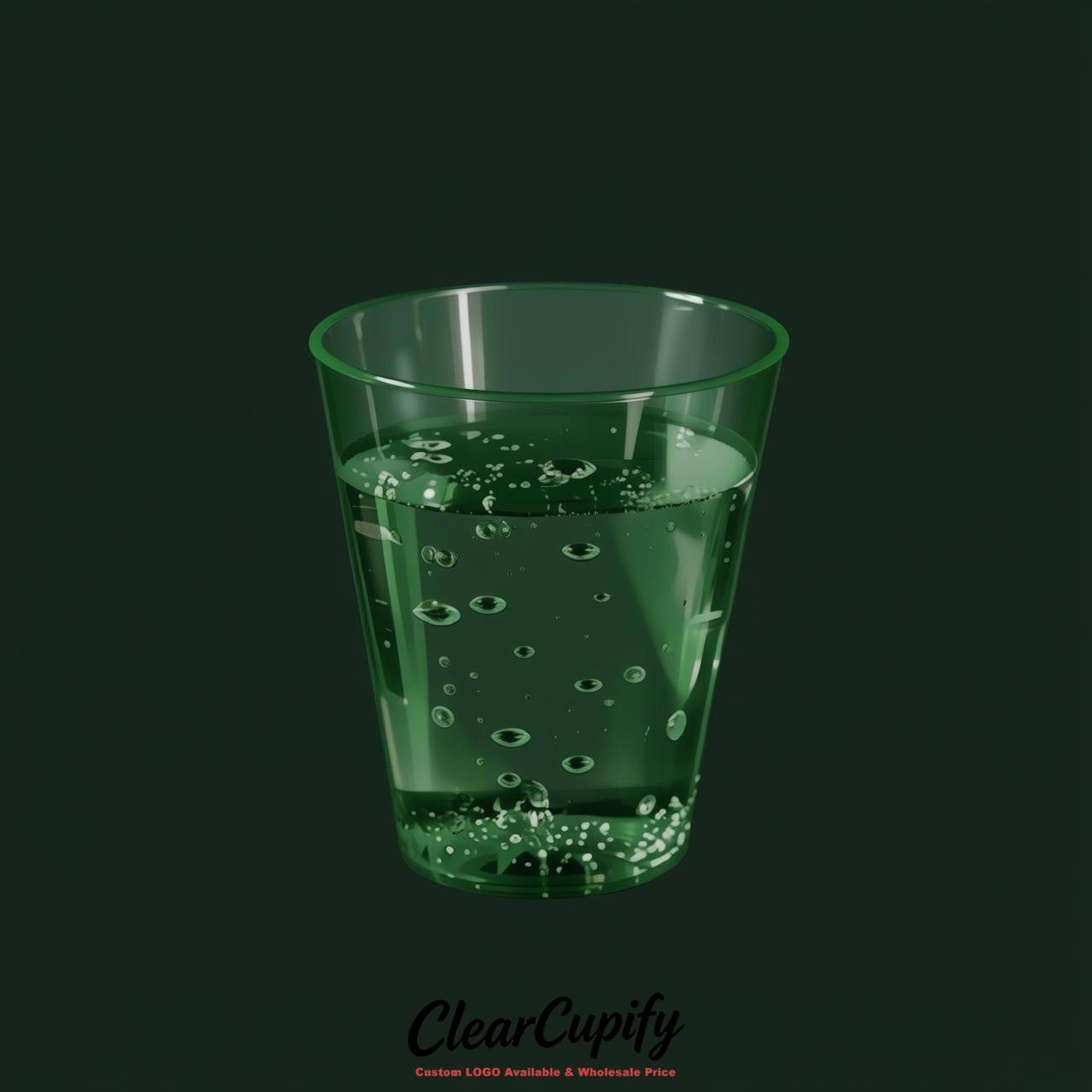 Forest Green Clear Plastic Shot Glasses - 1.5oz & 2oz (45ml & 60ml)