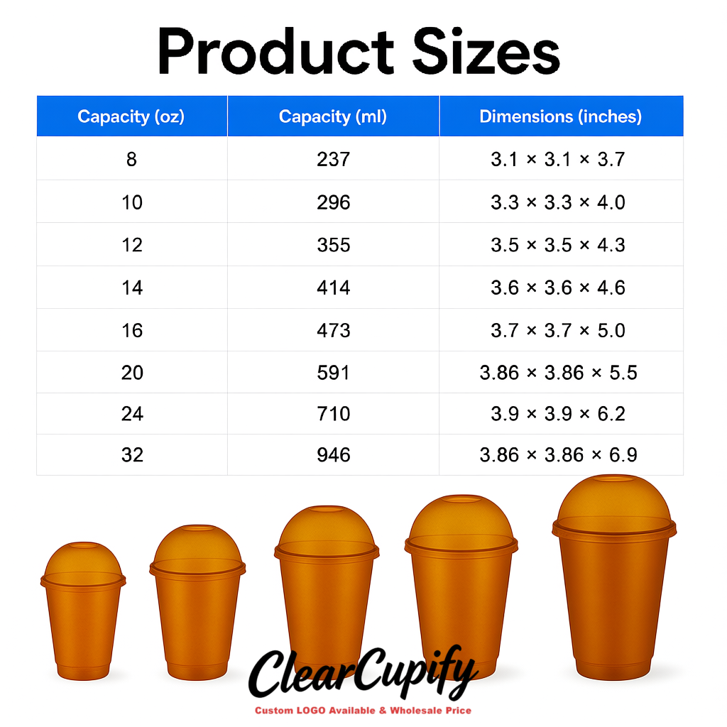 Amber 16 oz Plastic Slushie Cups with Dome Lid & Detachable Spoon Straws for Milkshake, Boba, Smoothies, Iced Coffee