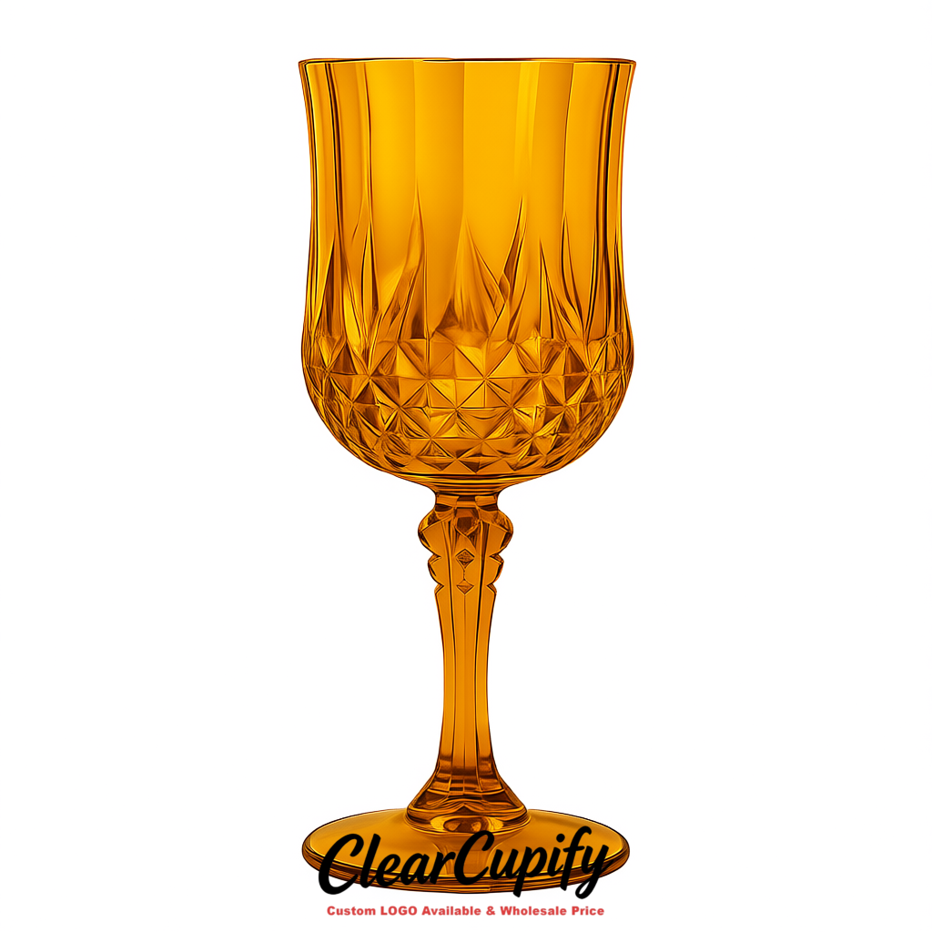 Amber 7oz Acrylic Plastic Wine Goblets - 2.7 x 6.7 inches Party & Wedding Wine Glasses