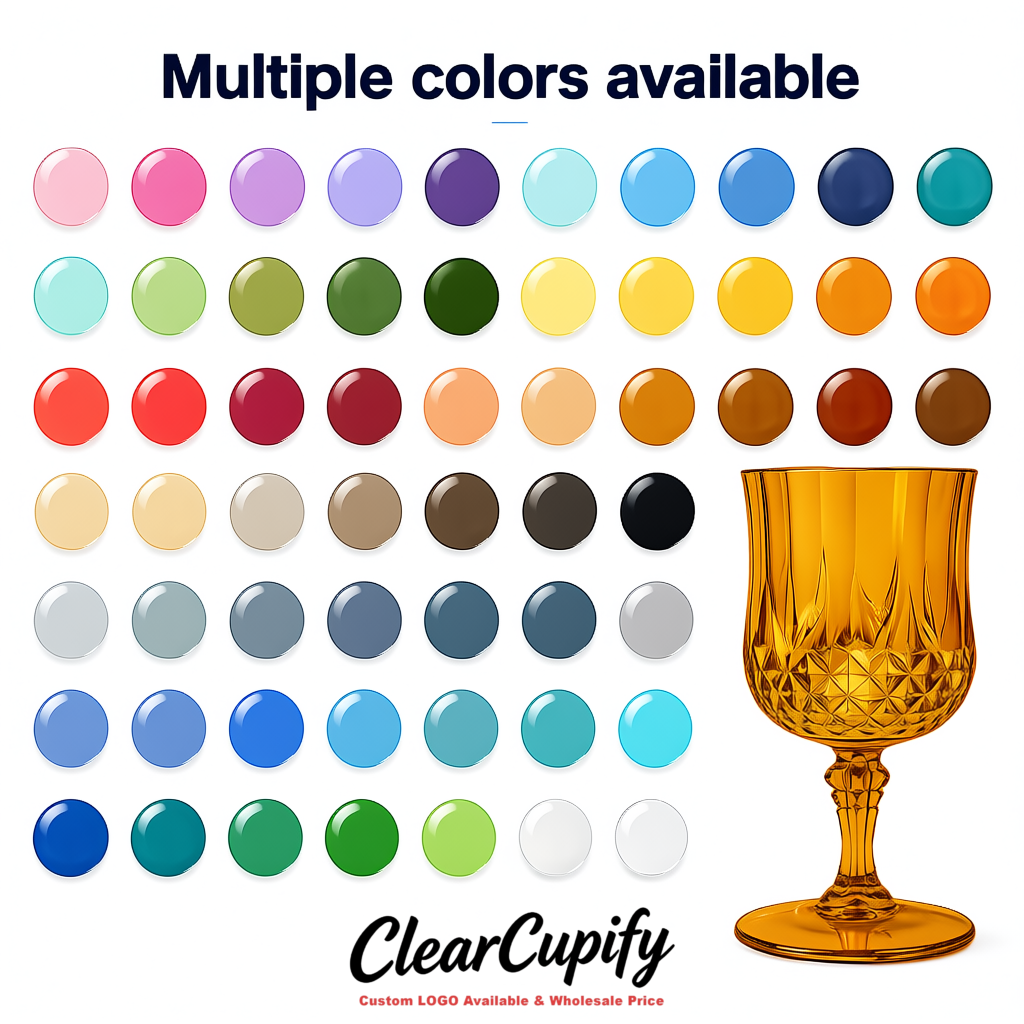 Amber 7oz Acrylic Plastic Wine Goblets - 2.7 x 6.7 inches Party & Wedding Wine Glasses