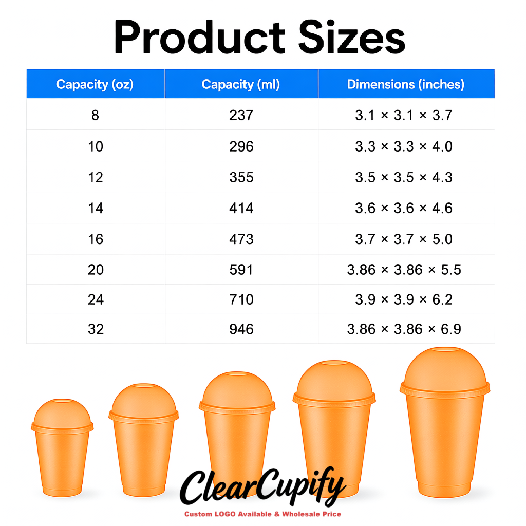 Apricot 16 oz Plastic Slushie Cups with Dome Lid & Detachable Spoon Straws for Milkshake, Boba, Smoothies, Iced Coffee