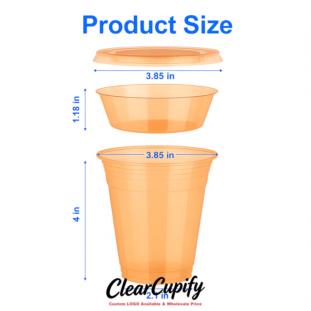 Apricot 12 oz Disposable Plastic Parfait Cups with Insert & Flat lids 3.85 x 2.1 x 4 inches