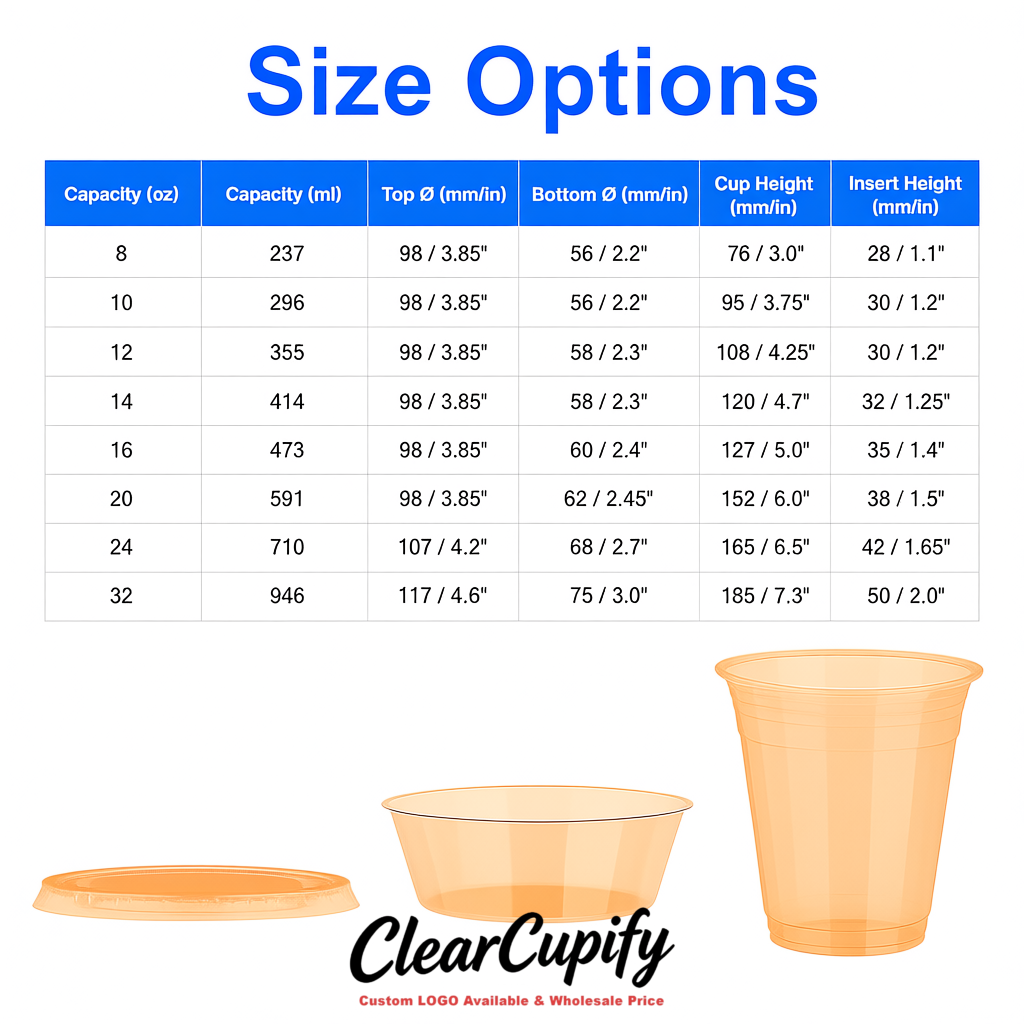 Apricot 12 oz Disposable Plastic Parfait Cups with Insert & Flat lids 3.85 x 2.1 x 4 inches