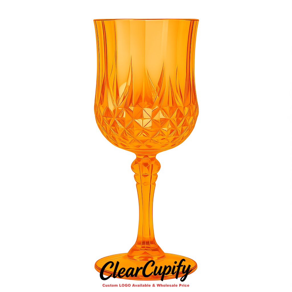 Apricot 7oz Acrylic Plastic Wine Goblets - 2.7 x 6.7 inches Party & Wedding Wine Glasses