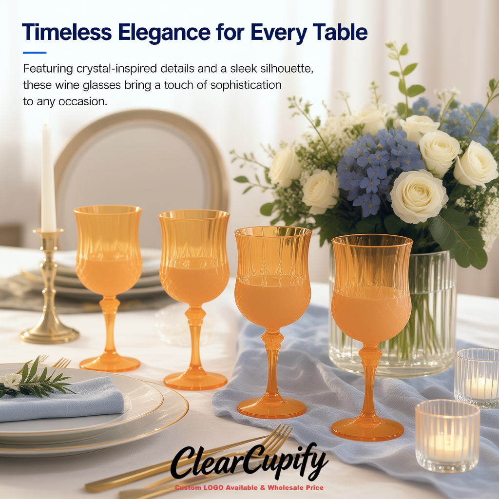 Apricot 7oz Acrylic Plastic Wine Goblets - 2.7 x 6.7 inches Party & Wedding Wine Glasses Apricot 7oz Acrylic Plastic Wine Goblets - 2.7 x 6.7 inches Party & Wedding Wine Glasses