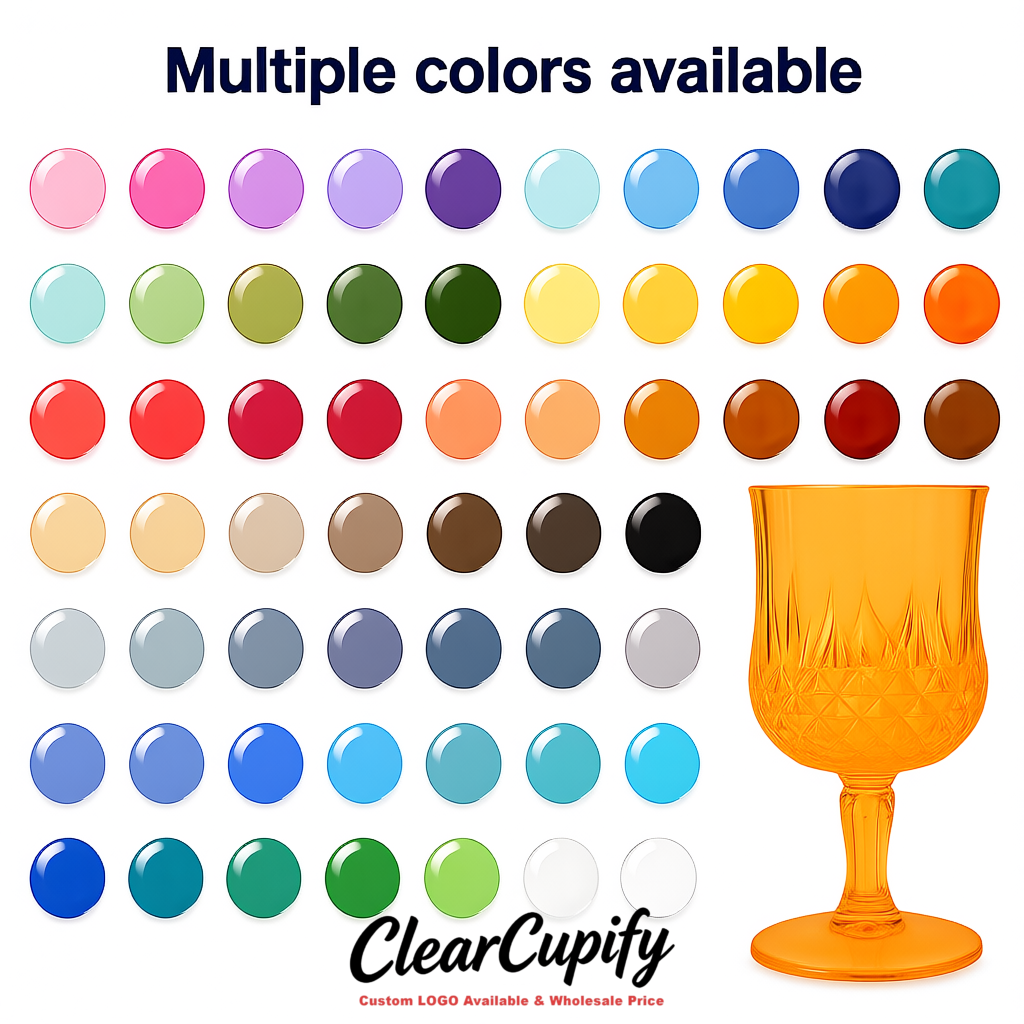 Apricot 7oz Acrylic Plastic Wine Goblets - 2.7 x 6.7 inches Party & Wedding Wine Glasses