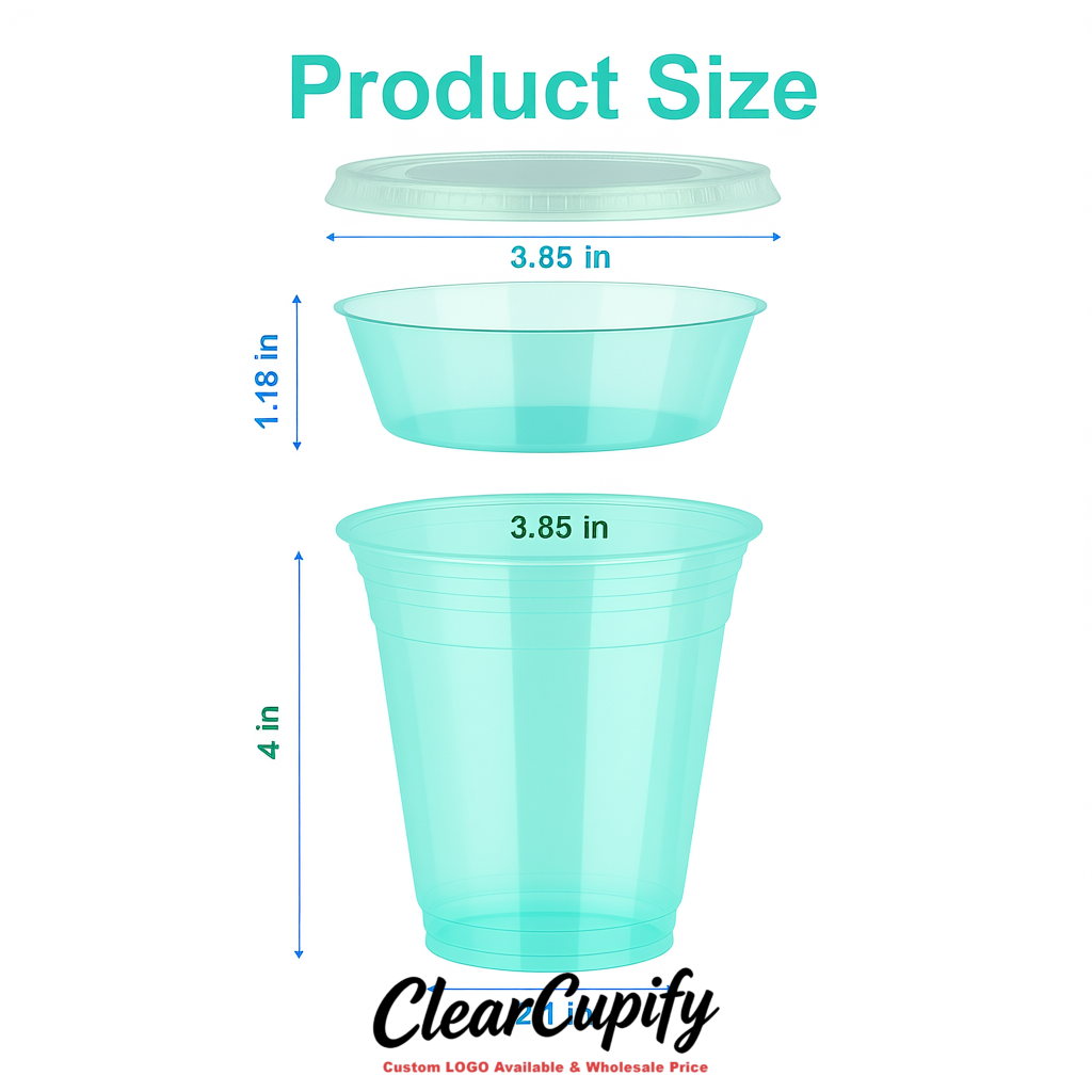 Aquamarine 12 oz Disposable Plastic Parfait Cups with Insert & Flat lids 3.85 x 2.1 x 4 inches