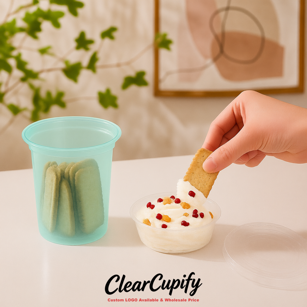 Aquamarine 12 oz Disposable Plastic Parfait Cups with Insert & Flat lids 3.85 x 2.1 x 4 inches