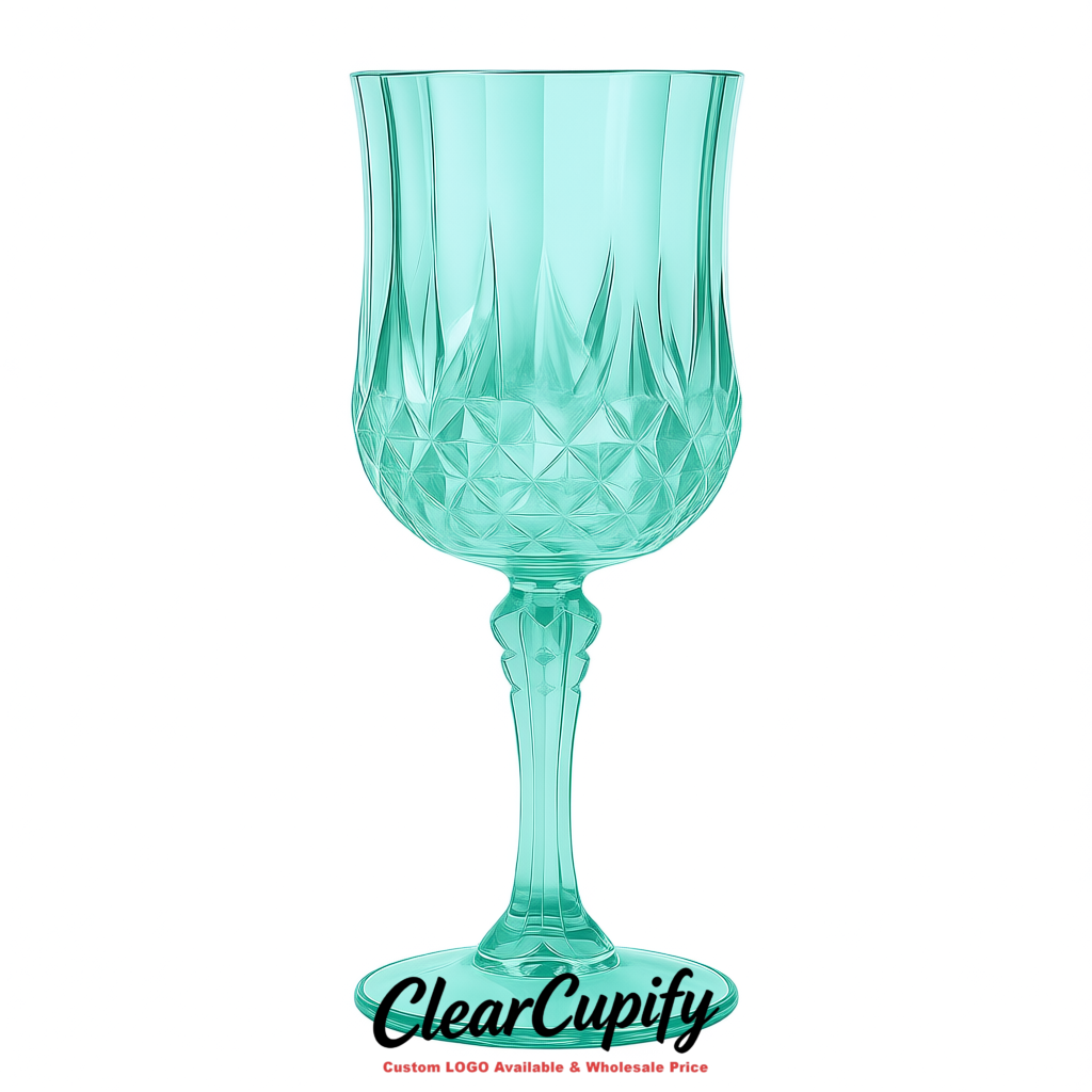 Aquamarine 7oz Acrylic Plastic Wine Goblets - 2.7 x 6.7 inches Party & Wedding Wine Glasses