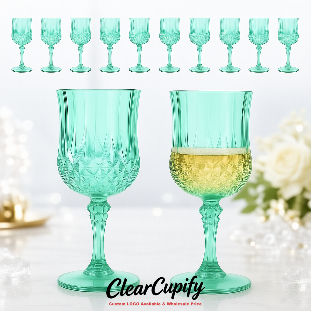 Aquamarine 7oz Acrylic Plastic Wine Goblets - 2.7 x 6.7 inches Party & Wedding Wine Glasses