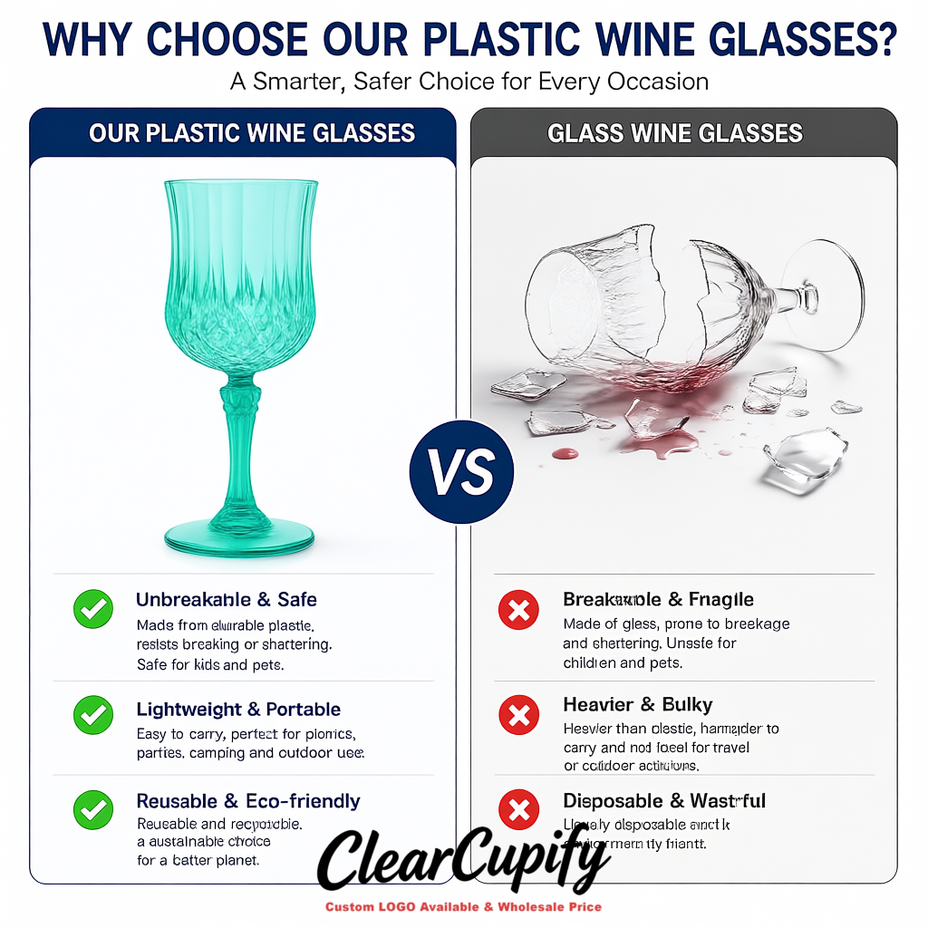 Aquamarine 7oz Acrylic Plastic Wine Goblets - 2.7 x 6.7 inches Party & Wedding Wine Glasses