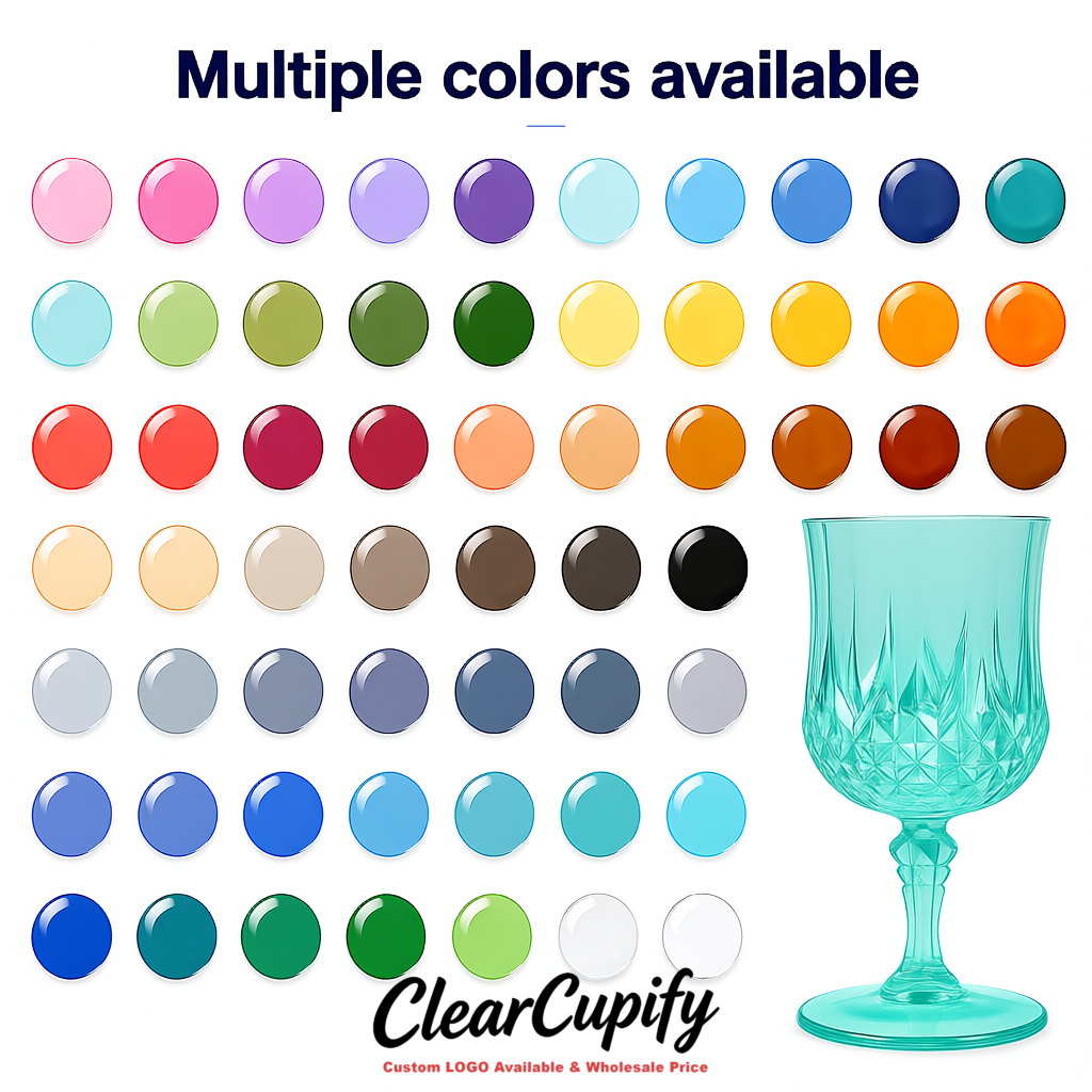 Aquamarine 7oz Acrylic Plastic Wine Goblets - 2.7 x 6.7 inches Party & Wedding Wine Glasses