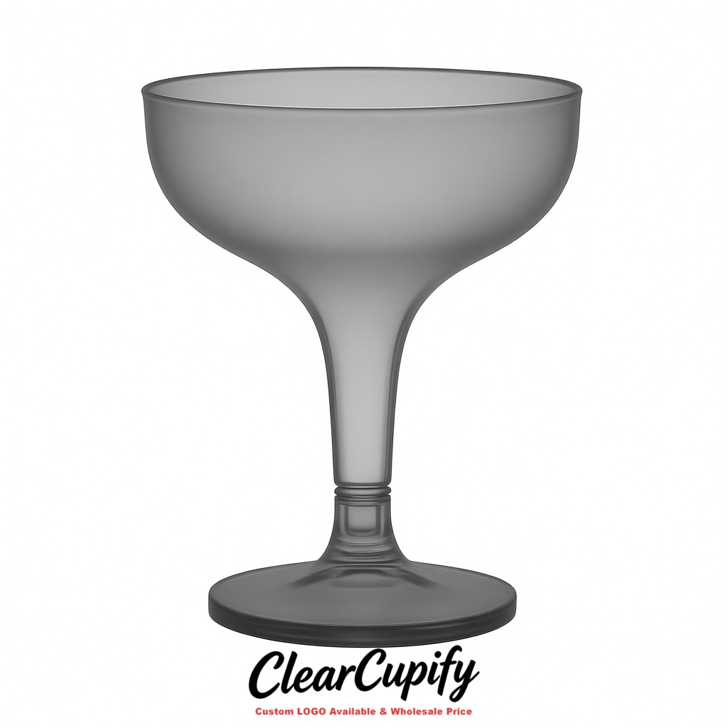 Aurora Gray 5oz Stackable Plastic Martini Glasses 4.13x3.14 inches/10.5x8 cm  For Champagne Tower