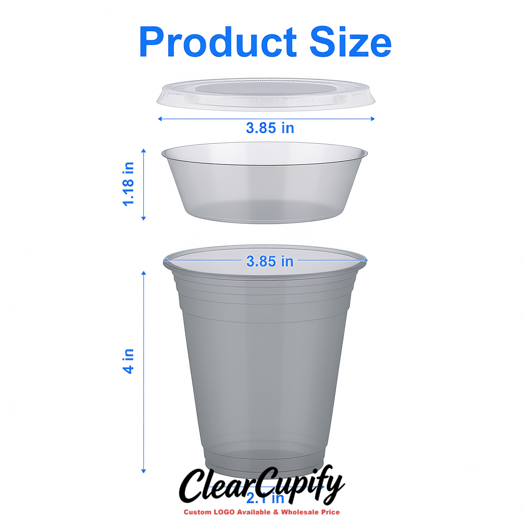 Aurora Gray 12 oz Disposable Plastic Parfait Cups with Insert & Flat lids 3.85 x 2.1 x 4 inches