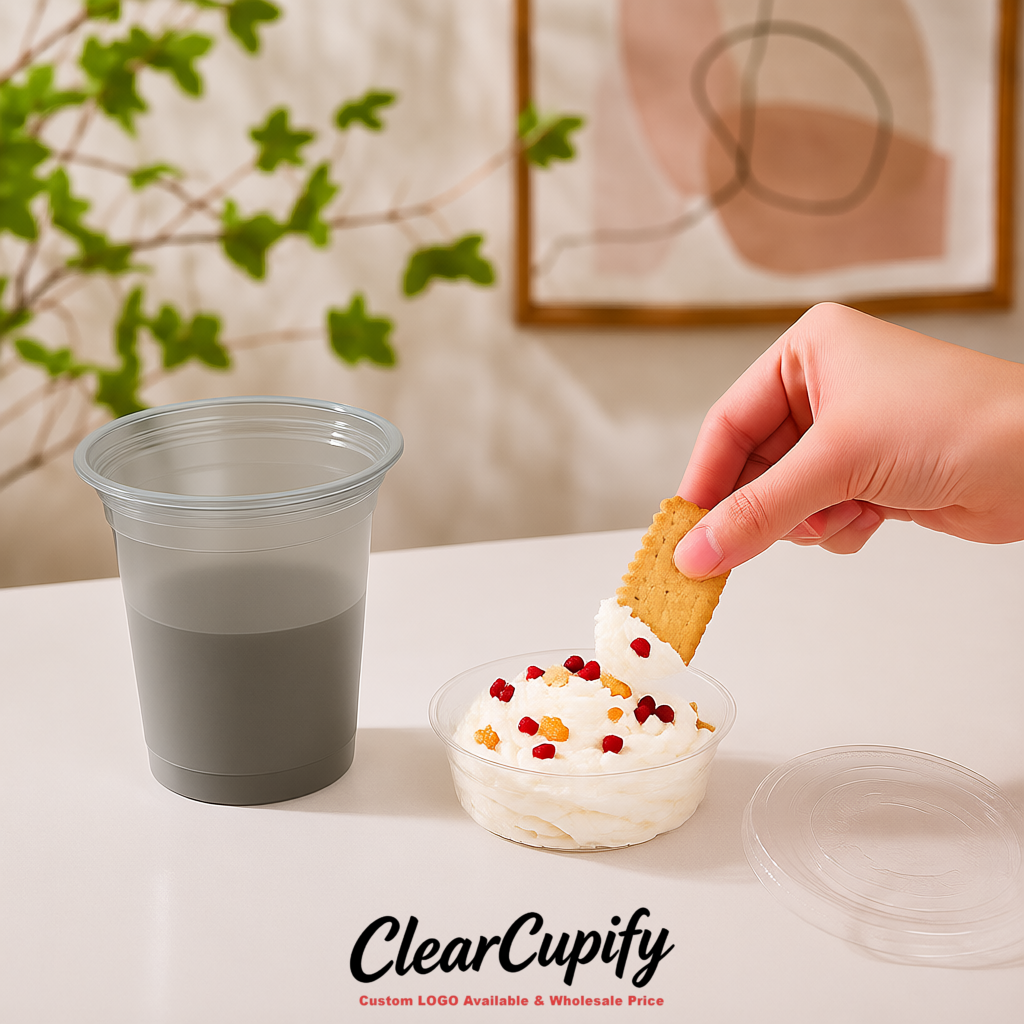 Aurora Gray 12 oz Disposable Plastic Parfait Cups with Insert & Flat lids 3.85 x 2.1 x 4 inches