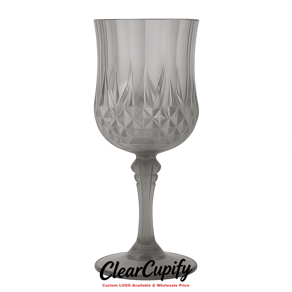 Aurora Gray 7oz Acrylic Plastic Wine Goblets - 2.7 x 6.7 inches Party & Wedding Wine Glasses