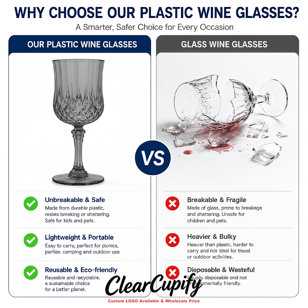 Aurora Gray 7oz Acrylic Plastic Wine Goblets - 2.7 x 6.7 inches Party & Wedding Wine Glasses
