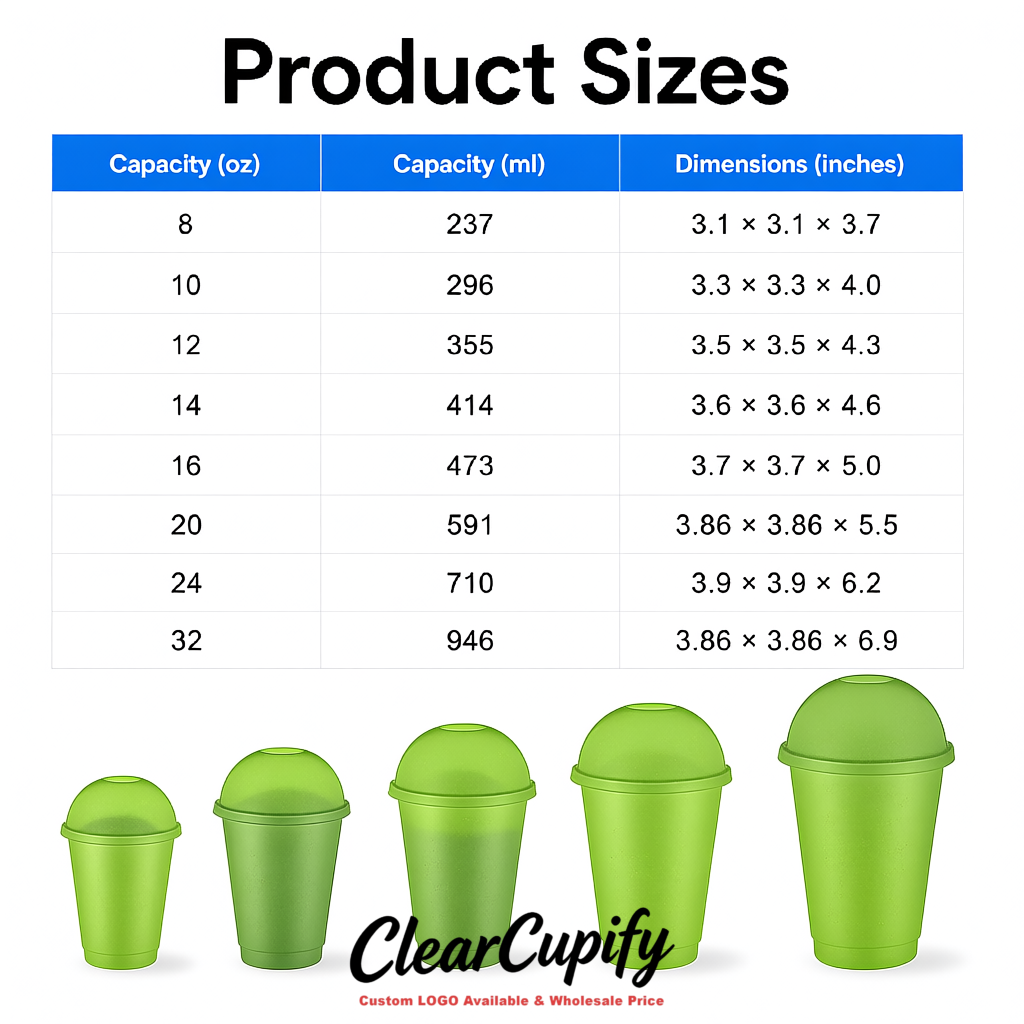 Avocado Green 16 oz Plastic Slushie Cups with Dome Lid & Detachable Spoon Straws for Milkshake, Boba, Smoothies, Iced Coffee